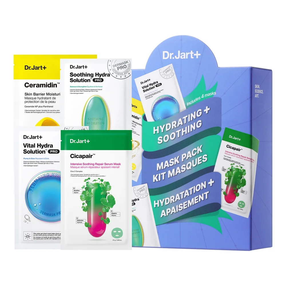 Dr.jart+ Hydrating and Soothing Mask Kit Набор тканевых масок для лица 4 шт 26 г 26 г 25 г 22 г, 26 gr + 26 gr + 25 gr + 22 gr