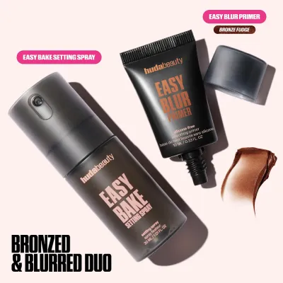 Huda Beauty Mini Bronzed and Blurred Duo набор праймер Bronze Fudge и фиксирующий спрей 30 мл + 10 мл