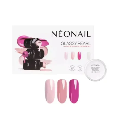 Набор гель-лаков NEONAIL Glassy Pearl Collection Set розовые оттенки, перламутровая втирка, 3 шт по 3 мл