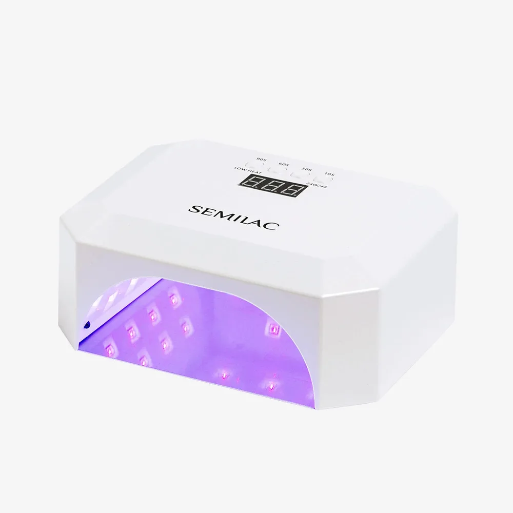 Лампа для маникюра Semilac UV LED 24W/48 Diamond Collection прямоугольная, перламутровая, цифровой дисплей, 4 режима, 36 диодов