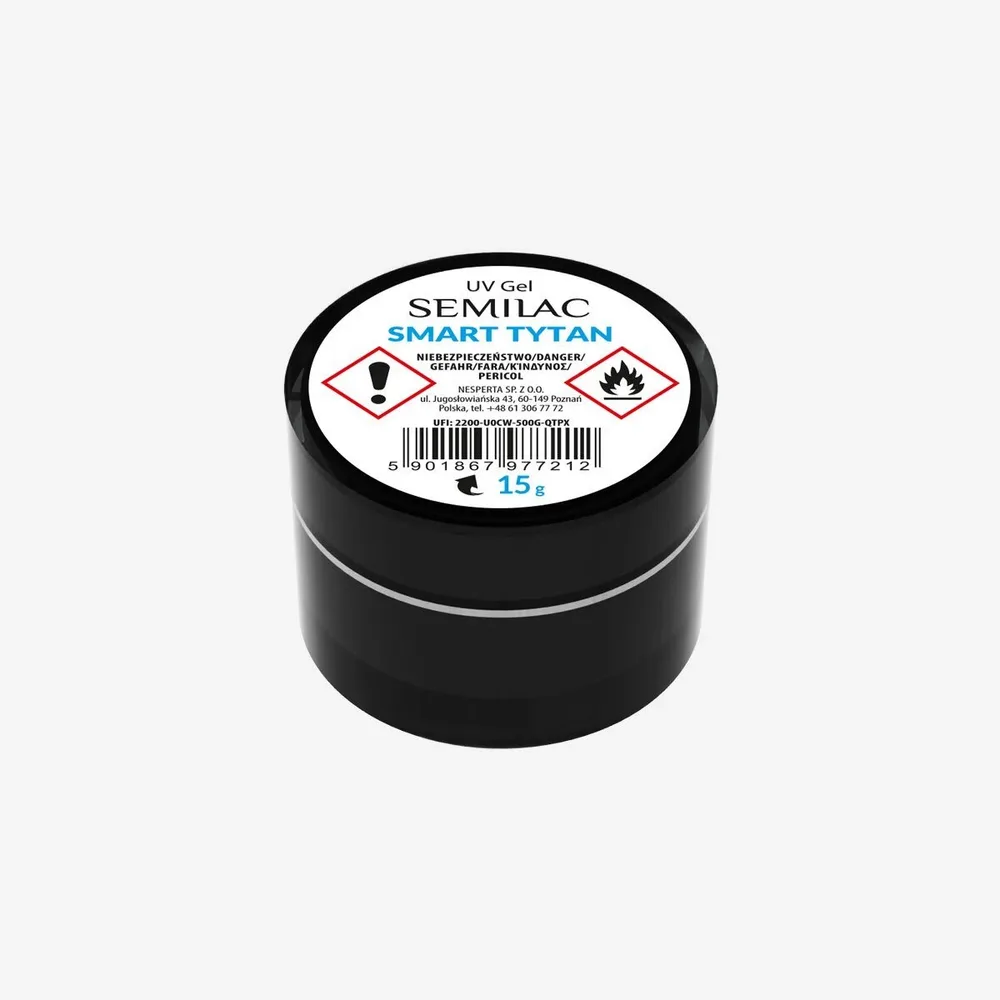 Гель строительный Semilac Smart Tytan Builder Gel Clear прозрачный самовыравнивающийся, UV и LED, 15 г