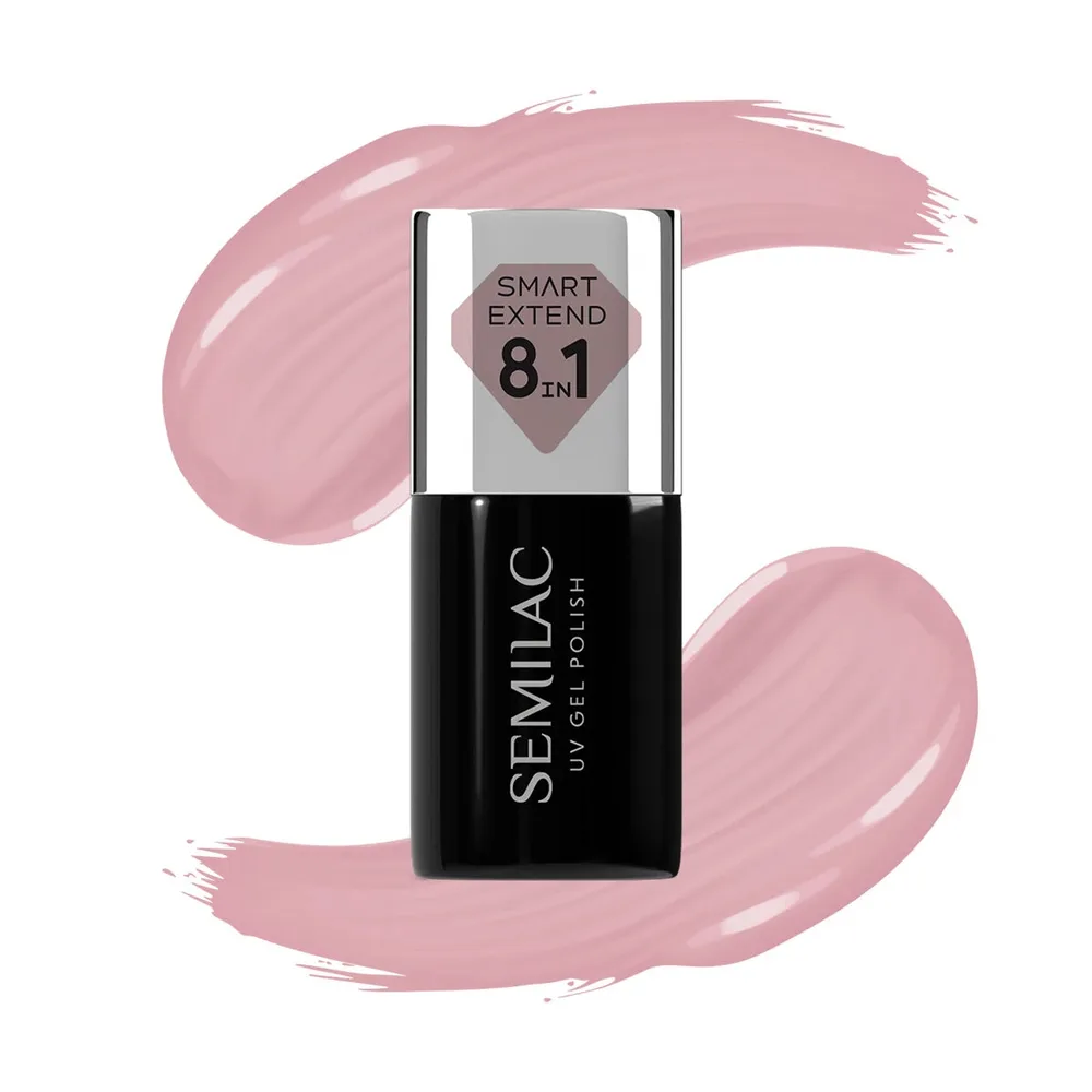 Лак гибридный для ногтей Semilac Smart Extend Nude Rose 802 телесно-розовый, плотный, 7 мл