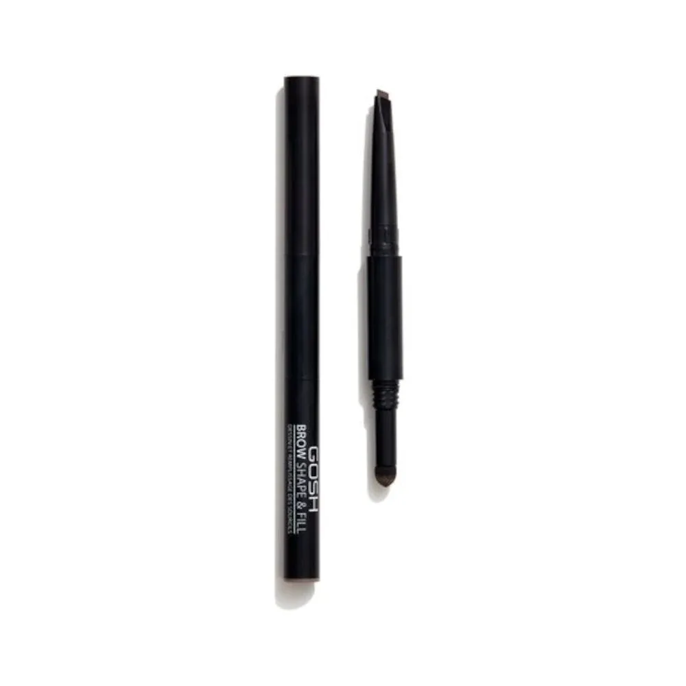 Карандаш для бровей Gosh 2 в 1 с пудрой, оттенок 003 Dark Brown, тёмно-коричневый, 1 г