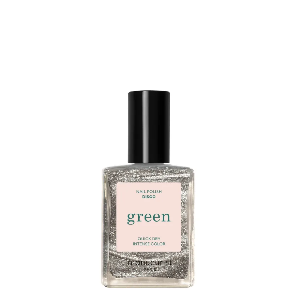 Лак для ногтей Manucurist Green Disco серебряный с блёстками, 15 мл