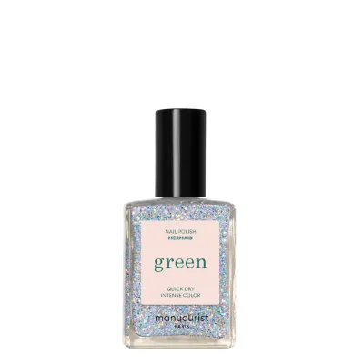 Лак для ногтей Manucurist Green Mermaid прозрачный с голографическим блеском, 15 мл