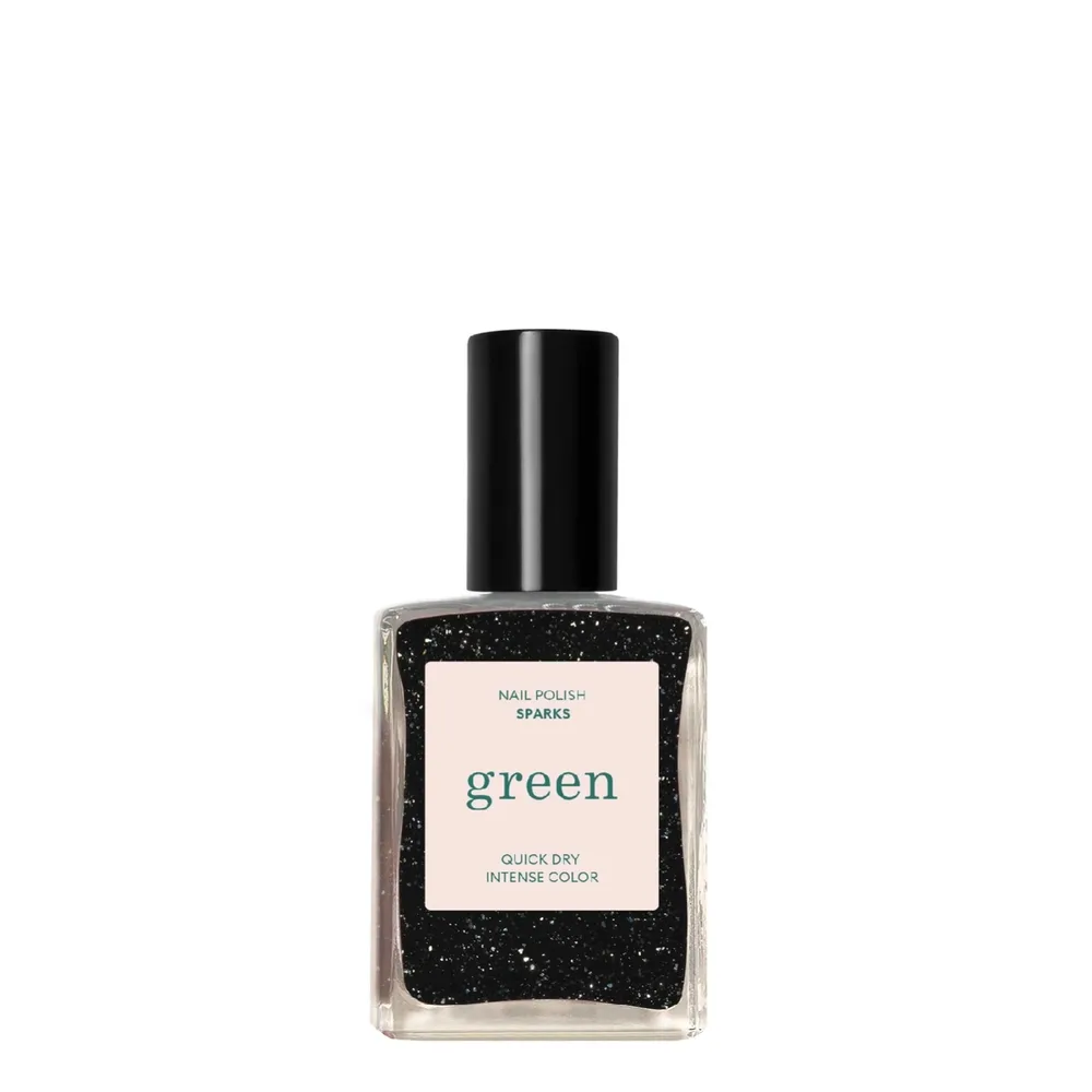 Лак для ногтей Manucurist Green Sparks чёрный с серебристым блеском, 15 мл