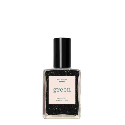 Лак для ногтей Manucurist Green Sparks чёрный с серебристым блеском, 15 мл