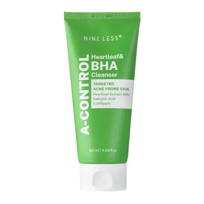 Эмульсия для умывания Nine Less A-Control Heartleaf & BHA Cleanser отшелушивающая, с хауттюйнией и BHA, 120 мл