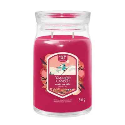 Свеча ароматическая Yankee Candle Signature Santa On Skis большая в банке, два фитиля, соевый воск