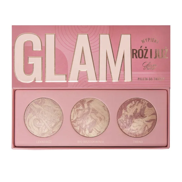 Палетка для лица Glam Shop Roz i Juz два румяна и хайлайтер, запечённые текстуры, 3x4 г