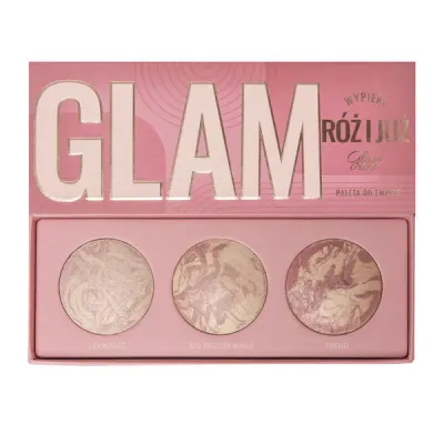 Палетка для лица Glam Shop Roz i Juz два румяна и хайлайтер, запечённые текстуры, 3x4 г
