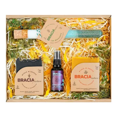 Мужской набор для ухода Bracia Mydlarze Meski Set масло для бороды, мыло и соль для ванны, 4 предмета