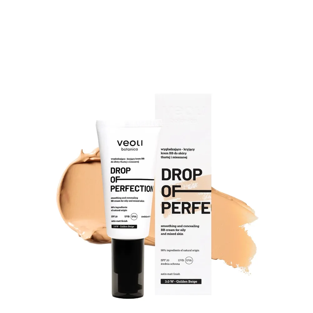Крем BB Veoli Botanica DROP OF PERFECTION 3.0 W Golden Beige SPF 20 для жирной и комбинированной кожи, сатиново-матовый финиш, 30 мл