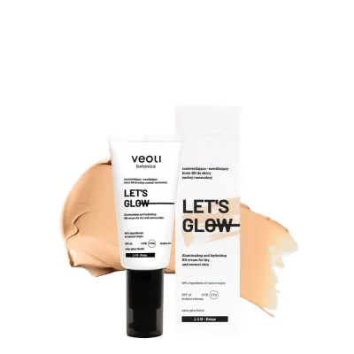Крем BB Veoli Botanica LET'S GLOW 2.5 N Beige SPF 20 для сухой и нормальной кожи, увлажняющий, сатиново-сияющий финиш, 30 мл