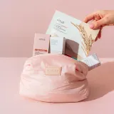 Набор корейского ухода за лицом K-Beauty Smoothing Set рисовая маска, крем с церамидами, ампула, очищающая пудра и розовая косметичка — фото 2