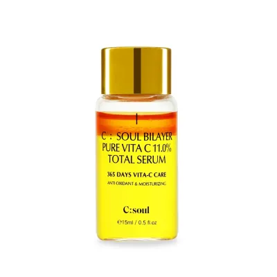 Сыворотка для лица C:Soul Bilayer Pure Vita C 11% Total Serum двухфазная антиоксидантная увлажняющая, с витаминами C и E, 15 мл