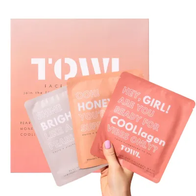 Набор масок для лица Towl Face Masks Trio увлажняющий, с коллагеном и ниацинамидом, 3 шт