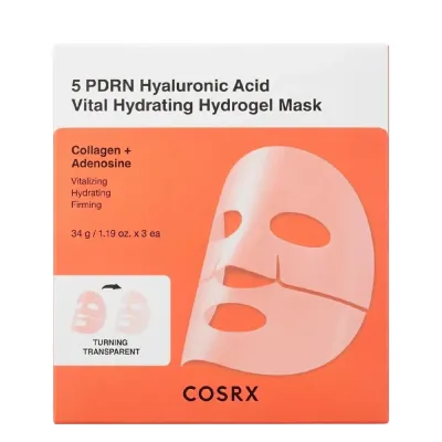 Маска для лица Cosrx 5 PDRN Hyaluronic Acid Vital Hydrating гидрогелевая увлажняющая, набор 3 шт по 34 г