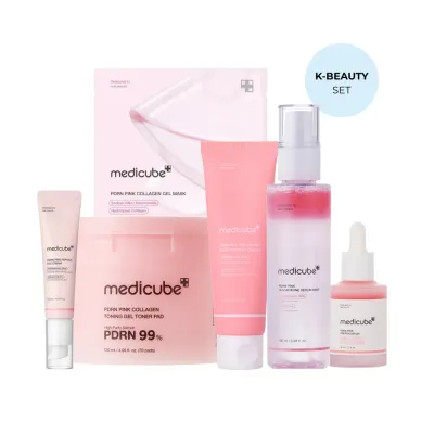 Набор для лица Medicube PDRN Pink Hyaluronic K-Beauty маска, крем, сыворотка, мист, тонизирующие патчи