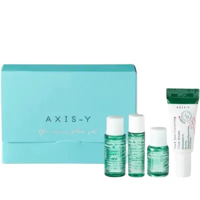 Набор для ухода за лицом AXIS-Y The Mini Glow Set гель для умывания + тонер + ампула + сыворотка, мини-формат, 4 средства