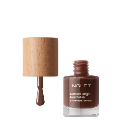 Лак для ногтей Inglot Natural Origin 017 True Ebony чёрный, плотное глянцевое покрытие, 8 мл