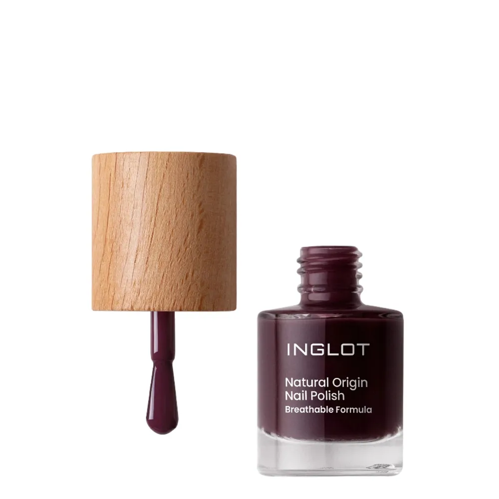 Лак для ногтей Inglot Natural Origin 025 Dry Merlot глубокий винный, стойкое глянцевое покрытие, 8 мл