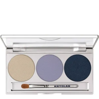 Тени для век Kryolan Eye Shadow Mirror Palette 3 Colors magnetic Smokey Blue палетка холодных синих оттенков с зеркалом