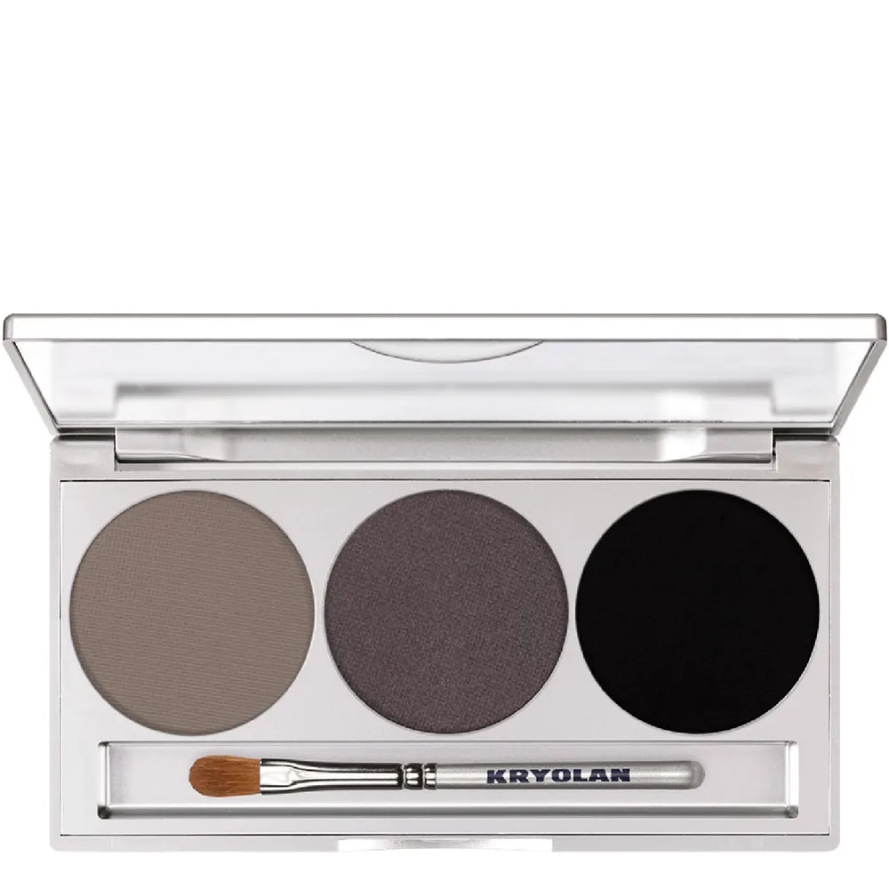Тени для век Kryolan Eye Shadow Mirror Palette 3 Colors magnetic Smokey Grey палетка серых дымчатых оттенков с зеркалом