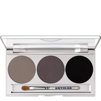 Тени для век Kryolan Eye Shadow Mirror Palette 3 Colors magnetic Smokey Grey палетка серых дымчатых оттенков с зеркалом