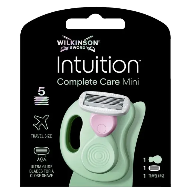Бритва женская Wilkinson Sword Intuition Complete Care Mini 5 лезвий Ultra-Glide, увлажняющая формула Hydra-Boost, дорожный футляр