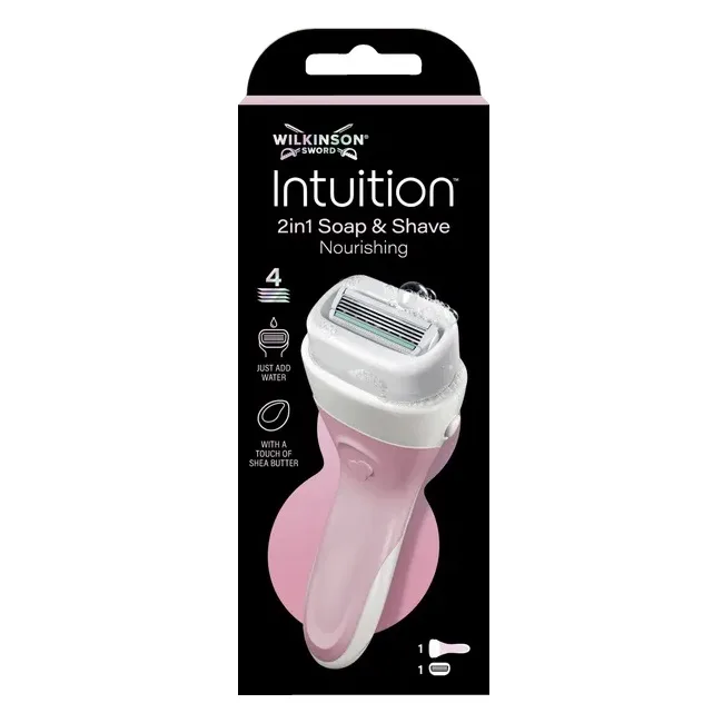 Бритва женская Wilkinson Sword Intuition Nourishing 4 лезвия, ухаживающая мыльная обойма, бритьё без геля