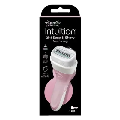Бритва женская Wilkinson Sword Intuition Nourishing 4 лезвия, ухаживающая мыльная обойма, бритьё без геля