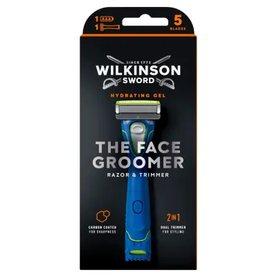Тример-станок для бороды Wilkinson Sword The Face Groomer двусторонний, кассета с 5 лезвиями, стрижка, бритьё и окантовка