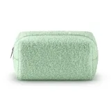 Косметичка KIKO Milano Teddy Touch Beauty Bag с эффектом плюша, мятно-зеленая, серебристая ручка, 20x11x10 см — фото 1