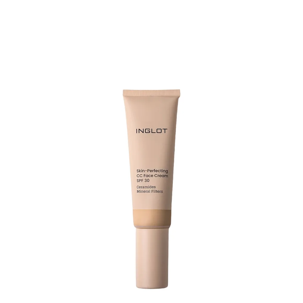 Крем CC для лица Inglot Skin-Perfecting с минеральным фильтром SPF 30, для сияния кожи, лёгкий, оттенок 505, 30 мл