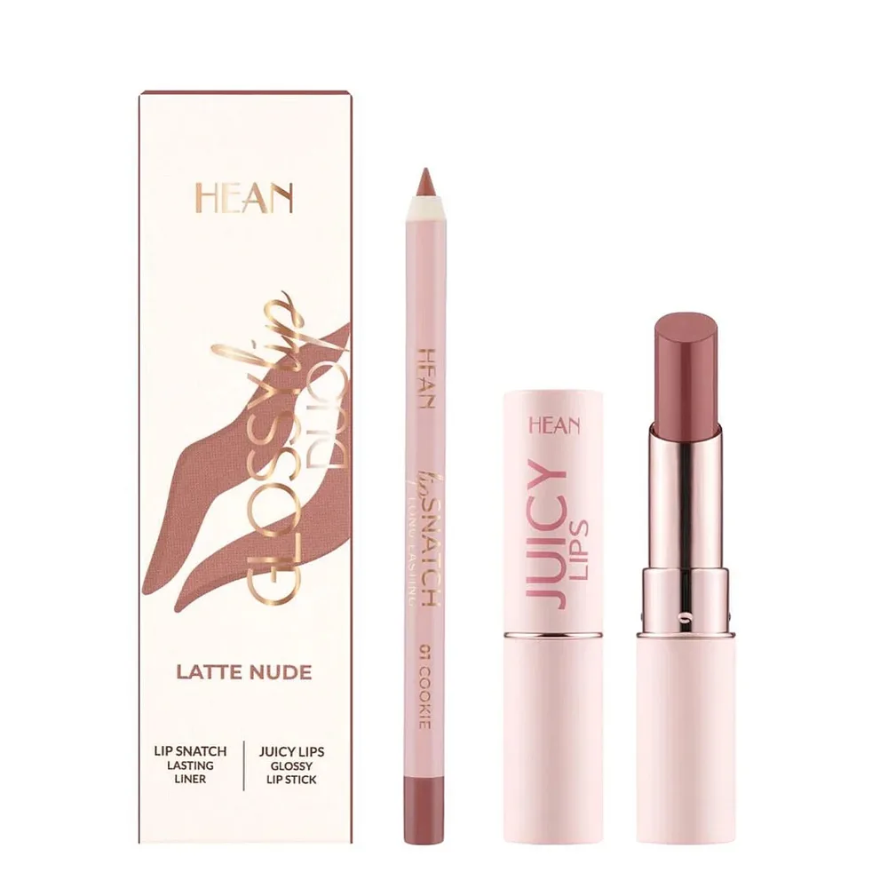 Набор для макияжа губ Hean Lip DUO Latte Nude карандаш и блеск в стике, нюдовый оттенок
