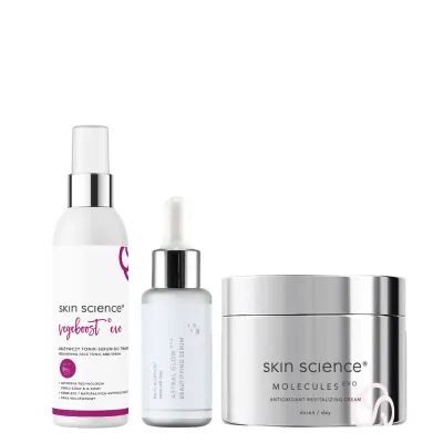 Набор для лица Skin Science Vegeboost EVO, Astral Glow EVO, Molecules Evo тоник-сыворотка, сыворотка, дневной крем