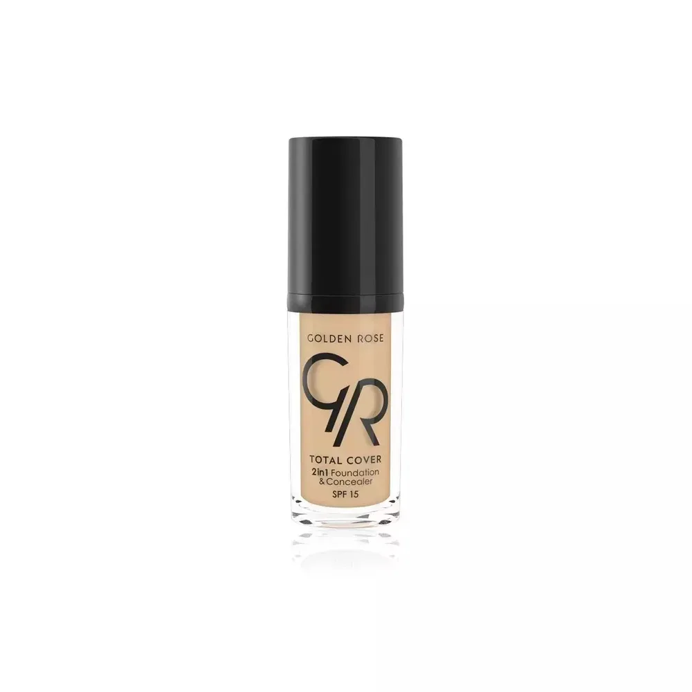 Тональный крем Golden Rose Total Cover 2 in 1 Foundation & Concealer корректор 2 в 1, светлый оттенок 03, SPF 15, 30 мл