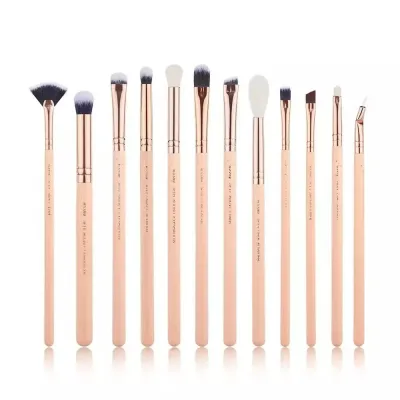 Набор кистей для макияжа Jessup T448 Naked Pink/Rose Gold натуральный и синтетический ворс, 12 штук
