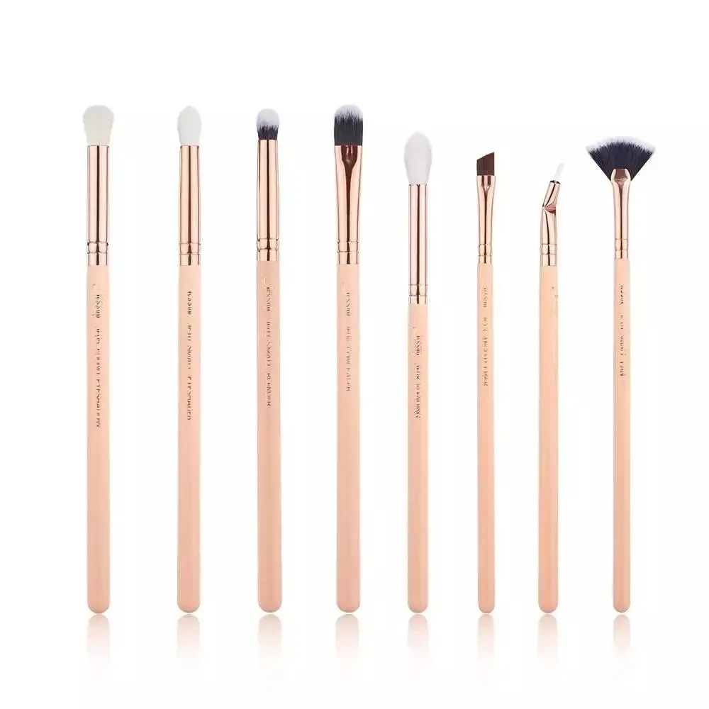 Набор кистей для макияжа глаз Jessup T457 Naked Pink/Rose Gold мягкий ворс, 8 штук