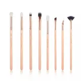 Набор кистей для макияжа глаз Jessup T457 Naked Pink/Rose Gold мягкий ворс, 8 штук — фото 1