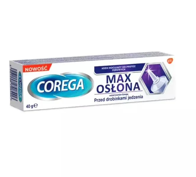 Крем для фиксации зубных протезов Corega Max с точным аппликатором, защита от частиц пищи, 40 г