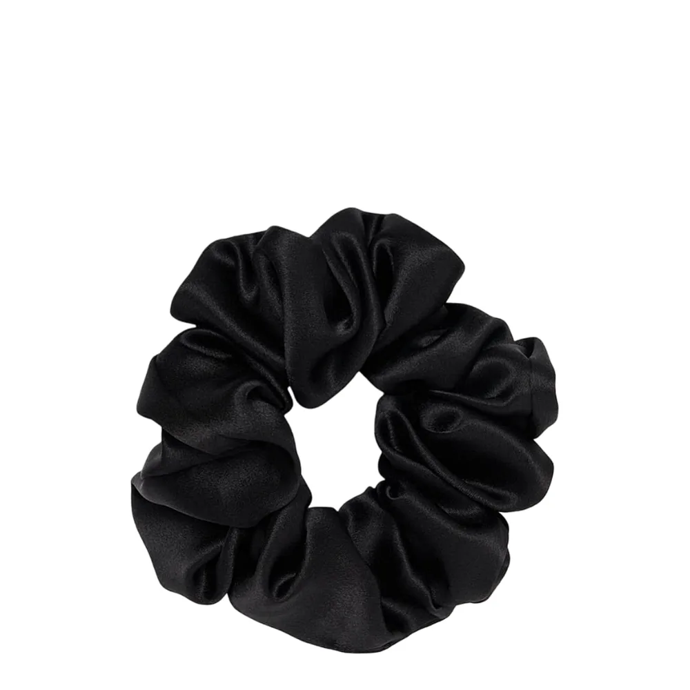 Резинка для волос Almania Scrunchie шелковая, черная, бережное закрепление прически