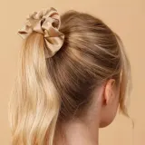 Резинка для волос Almania Scrunchie шёлковая атласная, цвет золотой — фото 2