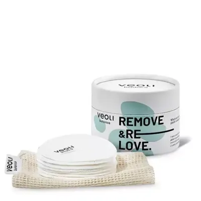 Диски для снятия макияжа Veoli Botanica REMOVE & reLOVE многоразовые, бамбук и органический хлопок, для тоника и эссенции