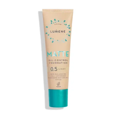 Тональный крем Lumene Matte матирующий с SPF 20, контроль блеска, оттенок 0.5 Light, 30 мл