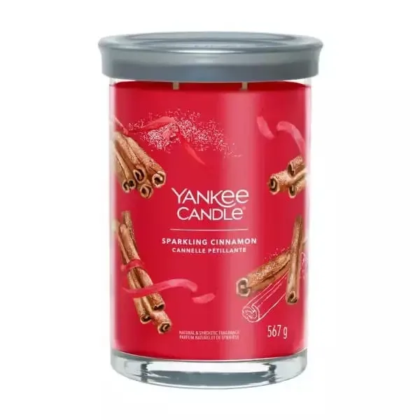 Свеча ароматическая Yankee Candle Signature Sparkling Cinnamon тумблер с двумя фитилями, до 100 часов, 567 г