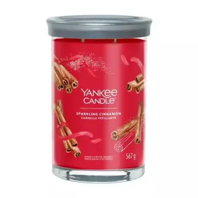 Свеча ароматическая Yankee Candle Signature Sparkling Cinnamon тумблер с двумя фитилями, до 100 часов, 567 г