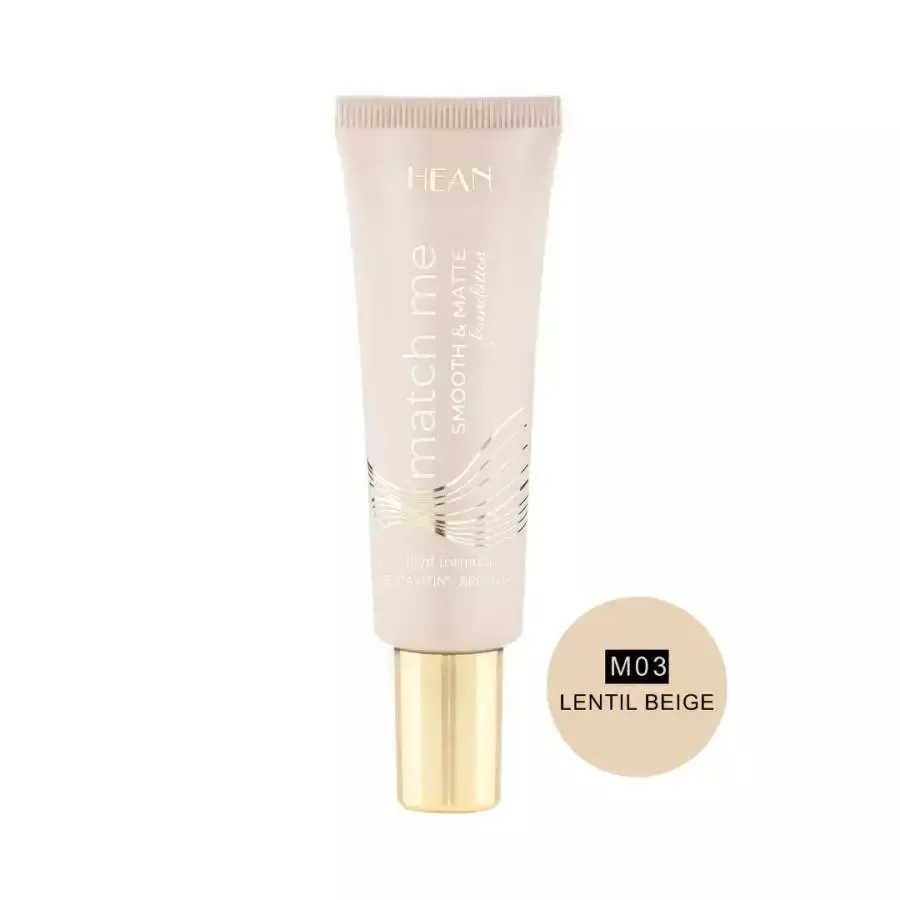 Тональный крем Hean Match Me smooth & matte 03 Lentil Beige матирующий, аргановое масло, 25 мл