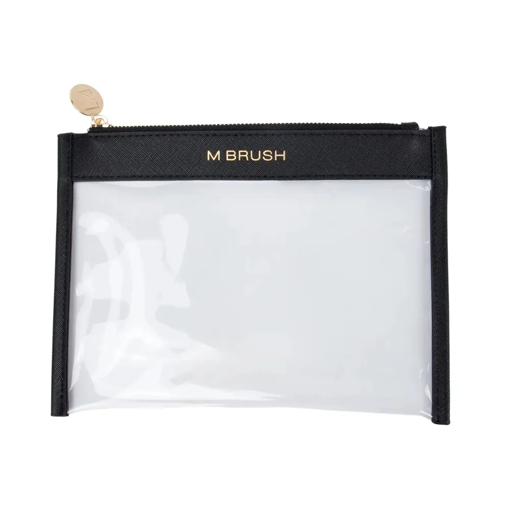 Косметичка-саше M BRUSH by Maxineczka Black Sachet чёрная, кожа саффиано, подкладка нейлон, 24,5 х 18 см